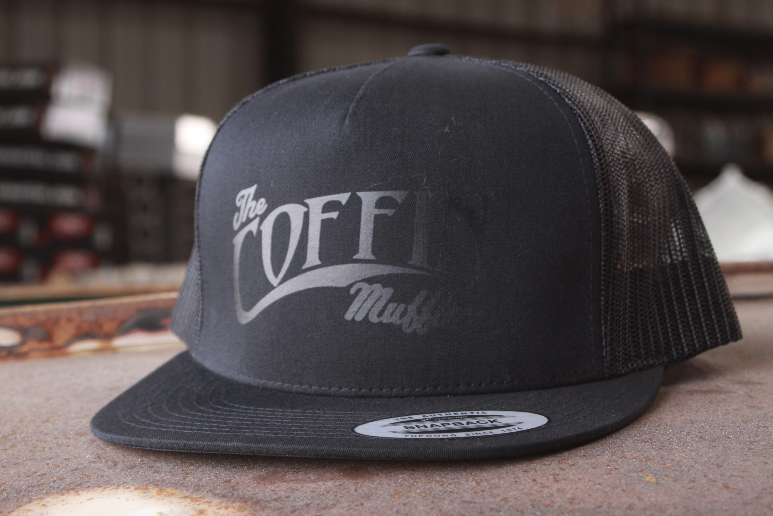 black coffin logo snap back